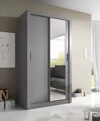 Grey Matt - 120cm Sliding Door Wardrobe - 1 Mirrored Door